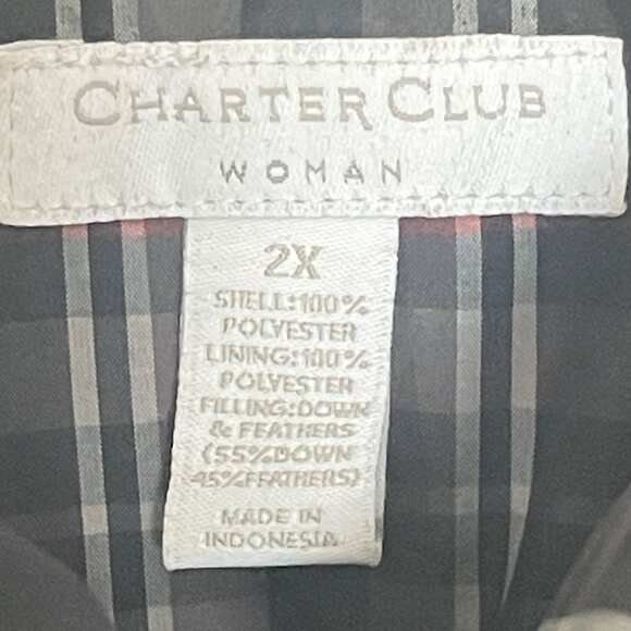 Feather Down Insulated Full Zip Plaid Vest Charter Club Women's Pre-Owned 2X - Picture 5 of 7